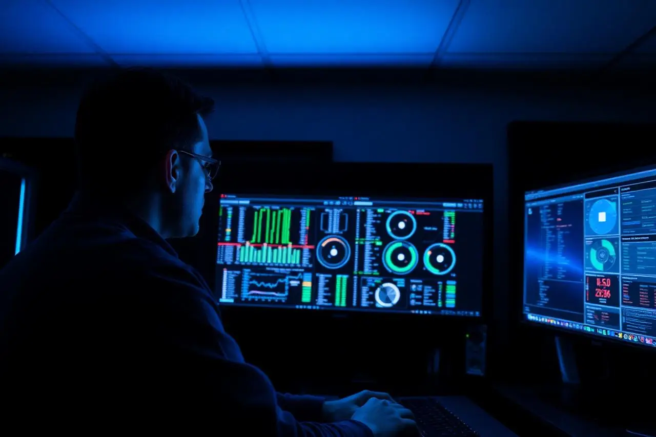 Cambium Solutions operations engineer monitoring live network dashboards