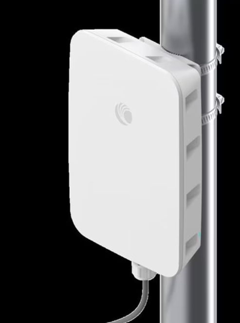 Cambium outdoor WiFi 7 access point mounted on a pole