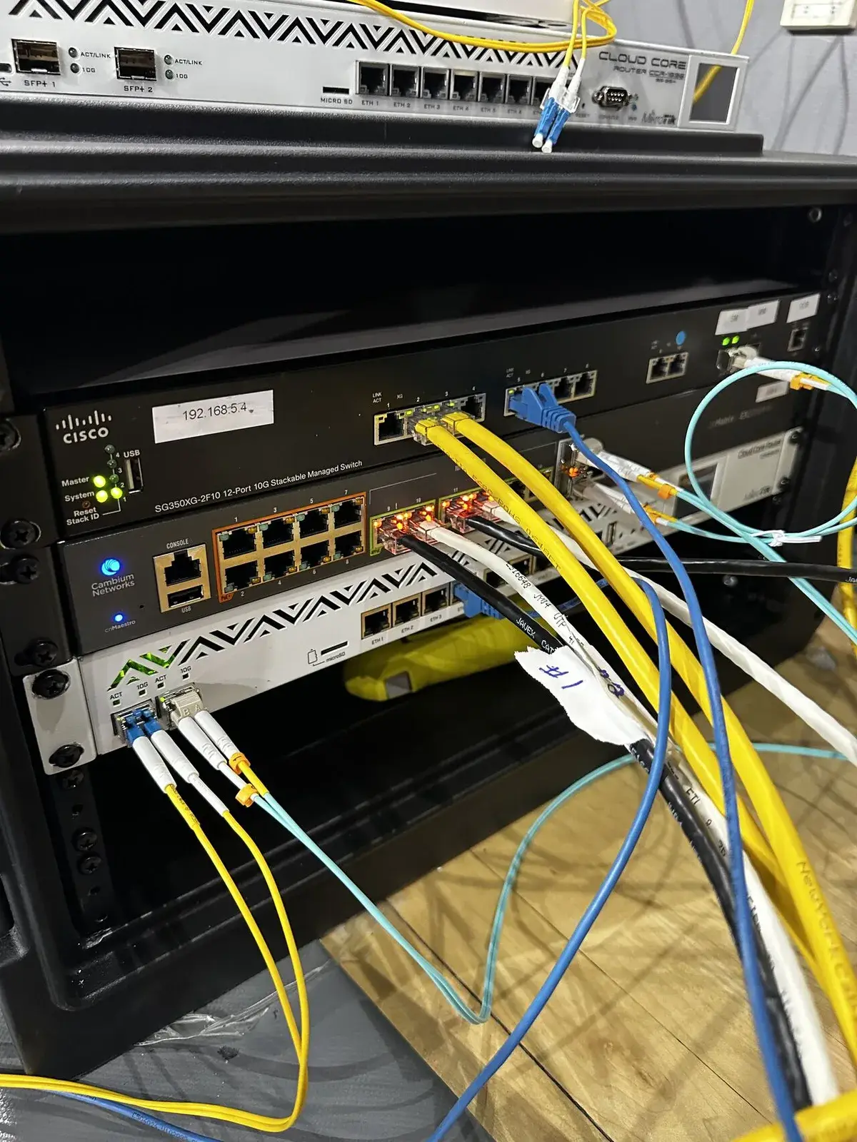 Structured cabling and switching in a network equipment rack